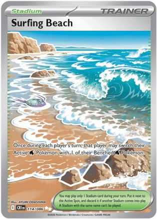 Surfing Beach 114/086 - Holofoil ME04 Chaos Rising - Ultra Rare Pokémon TCG Card