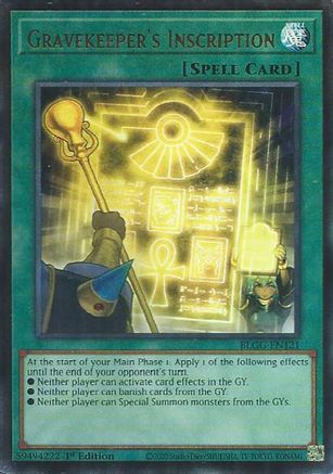 Gravekeeper's Inscription (BLGG-EN121) - Battles of Legend: Glorious Gallery 1st Edition Battles of Legend: Glorious Gallery Yugioh Single  Squirtle Squad Card Shop.
