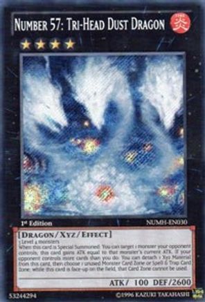 Number 57: Tri-Head Dust Dragon (NUMH-EN030) - Number Hunters 1st Edition Number Hunters Yugioh Single  Squirtle Squad Card Shop.