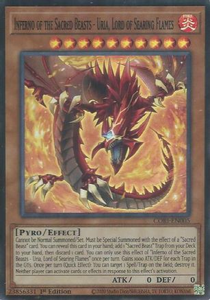 Inferno of the Sacred Beasts - Uria, Lord of Searing Flames (CORI-EN005) - Chaos Origins 1st Edition Chaos Origins Yugioh Single  Squirtle Squad Card Shop.