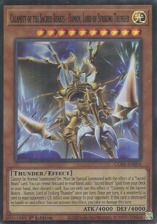Calamity of the Sacred Beasts - Hamon, Lord of Striking Thunder (CORI-EN006) - Chaos Origins 1st Edition Chaos Origins Yugioh Single  Squirtle Squad Card Shop.