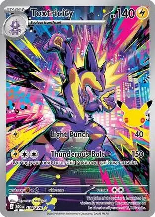 Toxtricity 134/128  - Holofoil ME 30th Celebration - Illustration Rare ME: 30th Celebration Pokemon Single  Squirtle Squad Card Shop.