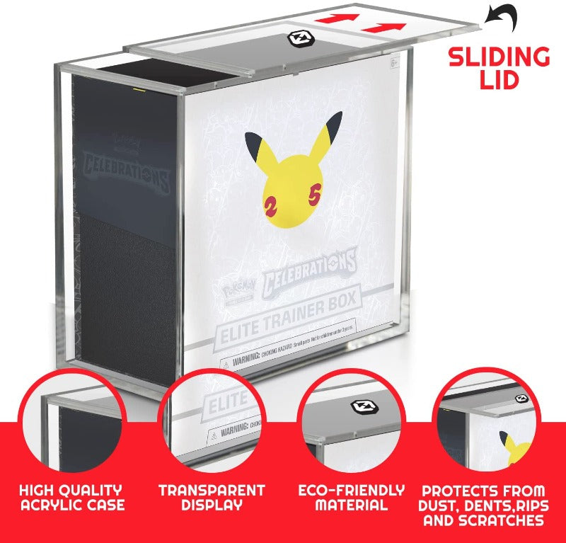 Pokemon ETB Elite Trainer Box w/ Sliding Lid Anti-UV - EVORETRO Acrylic Protector 4.0MM (Pack of 12) EVORETRO Canada Card Protectors  Squirtle Squad Card Shop.