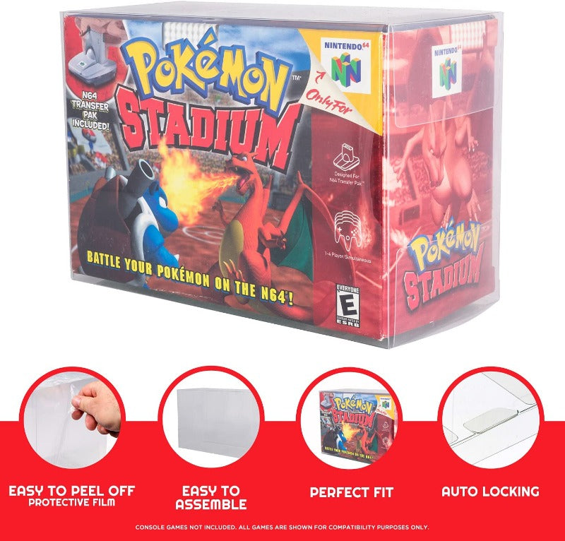 EVORETRO Nintendo N64 Pokemon Stadium PET Protectors - Pack of 1 EVORETRO Canada Protectors (K)  Squirtle Squad Card Shop.