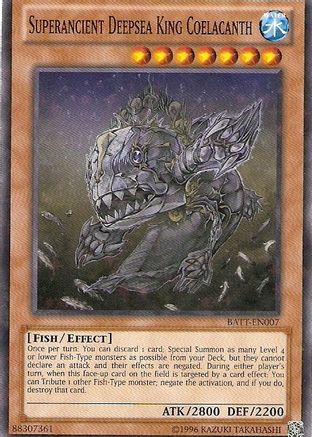 Superancient Deepsea King Coelacanth (Starfoil) (BATT-EN007) - Battle Pack Tournament Prize Cards Limited Battle Pack Tournament Prize Cards Yugioh Single  Squirtle Squad Card Shop.
