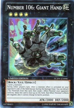 Number 106: Giant Hand (YCSW-EN006) - Yu-Gi-Oh! Championship Series Prize Cards Limited Yu-Gi-Oh! Championship Series Prize Cards Yugioh Single  Squirtle Squad Card Shop.