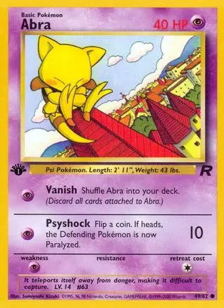 Abra 049  - 1st Edition Team Rocket - Common Team Rocket Pokemon Single  Squirtle Squad Card Shop.