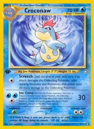 Croconaw (31) (31) 031  - 1st Edition Neo Genesis - Uncommon Neo Genesis Pokemon Single  Squirtle Squad Card Shop.