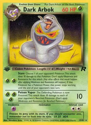 Dark Arbok (19) (19) 019  - 1st Edition Team Rocket - Rare Team Rocket Pokemon Single  Squirtle Squad Card Shop.