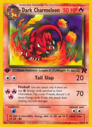 Dark Charmeleon 032  - 1st Edition Team Rocket - Uncommon Team Rocket Pokemon Single  Squirtle Squad Card Shop.