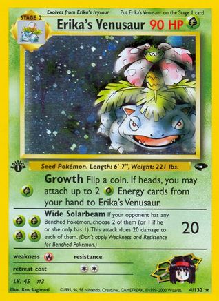 Erika's Venusaur 004  - 1st Edition Holofoil Gym Challenge - Holo Rare Gym Challenge Pokemon Single  Squirtle Squad Card Shop.