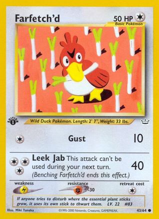 Farfetch'd 043  - 1st Edition Neo Revelation - Common Neo Revelation Pokemon Single  Squirtle Squad Card Shop.