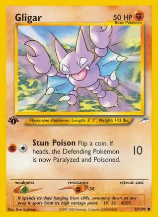Gligar 067  - 1st Edition Neo Destiny - Common Neo Destiny Pokemon Single  Squirtle Squad Card Shop.