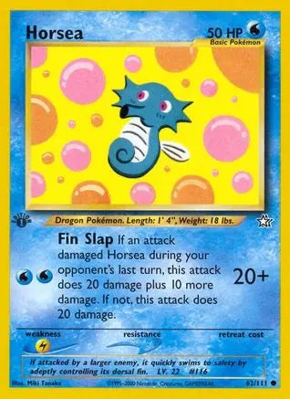 Horsea 062  - 1st Edition Neo Genesis - Common Neo Genesis Pokemon Single  Squirtle Squad Card Shop.