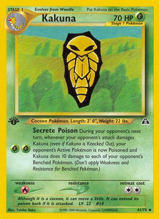 Kakuna 041  - 1st Edition Neo Discovery - Uncommon Neo Discovery Pokemon Single  Squirtle Squad Card Shop.