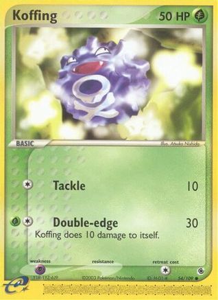 Koffing 054  - Reverse Holofoil Ruby and Sapphire - Common Ruby and Sapphire Pokemon Single  Squirtle Squad Card Shop.