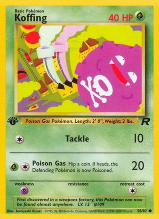 Koffing 058  - 1st Edition Team Rocket - Common Team Rocket Pokemon Single  Squirtle Squad Card Shop.