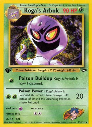 Koga's Arbok 025  - 1st Edition Gym Challenge - Rare Gym Challenge Pokemon Single  Squirtle Squad Card Shop.
