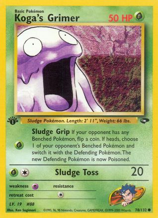 Koga's Grimer 078  - 1st Edition Gym Challenge - Common Gym Challenge Pokemon Single  Squirtle Squad Card Shop.