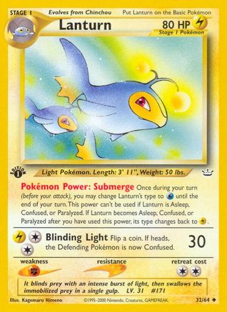 Lanturn 032  - 1st Edition Neo Revelation - Uncommon Neo Revelation Pokemon Single  Squirtle Squad Card Shop.