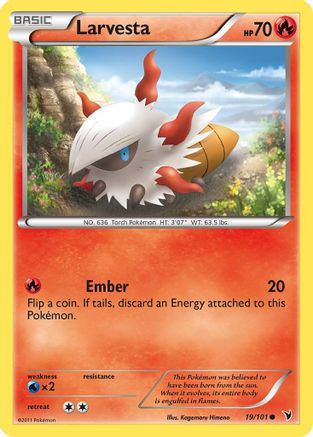 Larvesta (19)  Noble Victories - Common Noble Victories Pokemon Single  Squirtle Squad Card Shop.