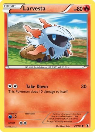 Larvesta (20)  - Reverse Holofoil Noble Victories - Common Noble Victories Pokemon Single  Squirtle Squad Card Shop.