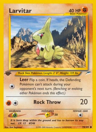 Larvitar 070  - 1st Edition Neo Destiny - Common Neo Destiny Pokemon Single  Squirtle Squad Card Shop.