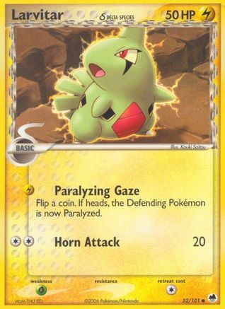 Larvitar (Delta Species) 052  - Reverse Holofoil Dragon Frontiers - Common Dragon Frontiers Pokemon Single  Squirtle Squad Card Shop.