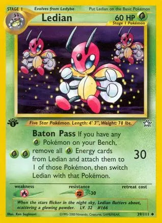 Ledian 039  - 1st Edition Neo Genesis - Uncommon Neo Genesis Pokemon Single  Squirtle Squad Card Shop.