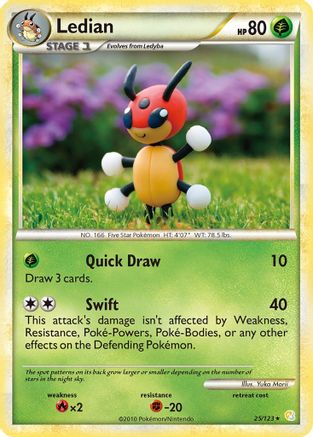 Ledian 025  - Reverse Holofoil HeartGold SoulSilver - Rare HeartGold SoulSilver Pokemon Single  Squirtle Squad Card Shop.