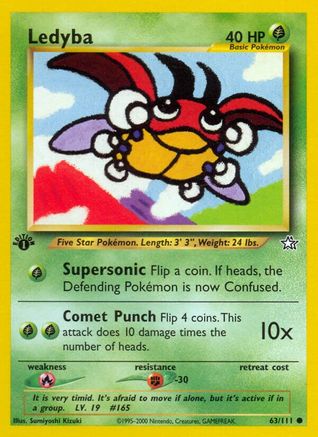 Ledyba 063  - 1st Edition Neo Genesis - Common Neo Genesis Pokemon Single  Squirtle Squad Card Shop.