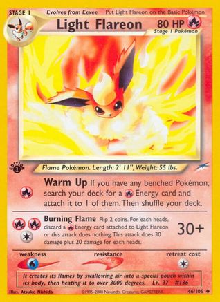 Light Flareon 046  - 1st Edition Neo Destiny - Uncommon Neo Destiny Pokemon Single  Squirtle Squad Card Shop.