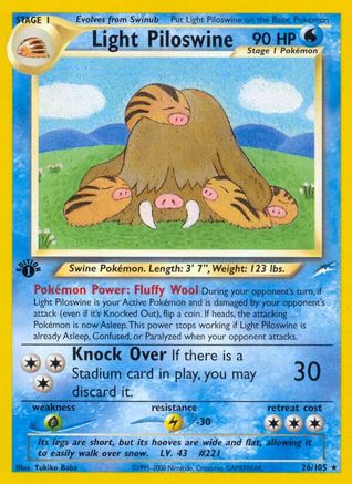 Light Piloswine  - 1st Edition Neo Destiny - Rare Neo Destiny Pokemon Single  Squirtle Squad Card Shop.