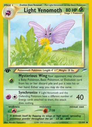 Light Venomoth 053  - 1st Edition Neo Destiny - Uncommon Neo Destiny Pokemon Single  Squirtle Squad Card Shop.