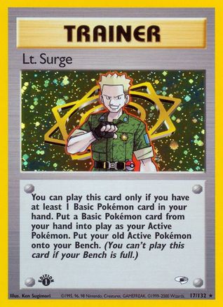 Lt. Surge (17) (17) 017/132  - 1st Edition Holofoil Gym Heroes - Holo Rare Gym Heroes Pokemon Single  Squirtle Squad Card Shop.