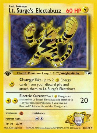 Lt. Surge's Electabuzz (27) (27) 027  - 1st Edition Gym Heroes - Rare Gym Heroes Pokemon Single  Squirtle Squad Card Shop.