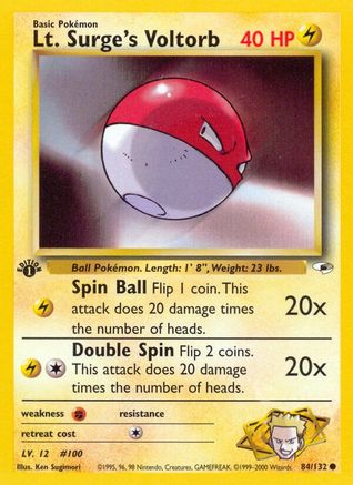 Lt. Surge's Voltorb 084  - 1st Edition Gym Heroes - Common Gym Heroes Pokemon Single  Squirtle Squad Card Shop.