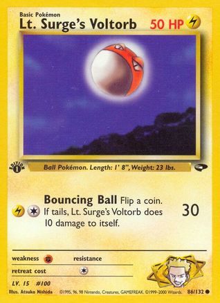 Lt. Surge's Voltorb 086  - 1st Edition Gym Challenge - Common Gym Challenge Pokemon Single  Squirtle Squad Card Shop.