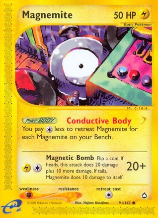 Magnemite (91) (91) 091  - Reverse Holofoil Aquapolis - Common Aquapolis Pokemon Single  Squirtle Squad Card Shop.