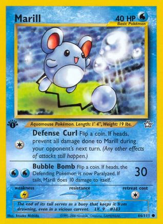 Marill 066  - 1st Edition Neo Genesis - Common Neo Genesis Pokemon Single  Squirtle Squad Card Shop.