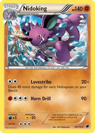Nidoking  Plasma Freeze - Rare Plasma Freeze Pokemon Single  Squirtle Squad Card Shop.