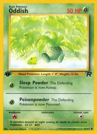 Oddish 063  - 1st Edition Team Rocket - Common Team Rocket Pokemon Single  Squirtle Squad Card Shop.