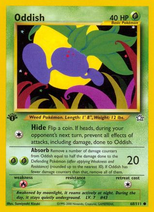 Oddish 068  - 1st Edition Neo Genesis - Common Neo Genesis Pokemon Single  Squirtle Squad Card Shop.