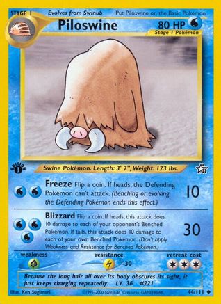 Piloswine 044  - 1st Edition Neo Genesis - Uncommon Neo Genesis Pokemon Single  Squirtle Squad Card Shop.
