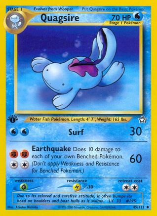 Quagsire 045  - 1st Edition Neo Genesis - Uncommon Neo Genesis Pokemon Single  Squirtle Squad Card Shop.