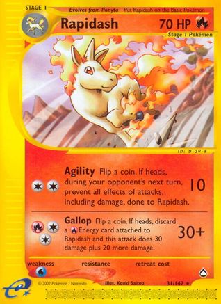 Rapidash  - Reverse Holofoil Aquapolis - Rare Aquapolis Pokemon Single  Squirtle Squad Card Shop.