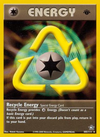 Recycle Energy 105  - 1st Edition Neo Genesis - Rare Neo Genesis Pokemon Single  Squirtle Squad Card Shop.