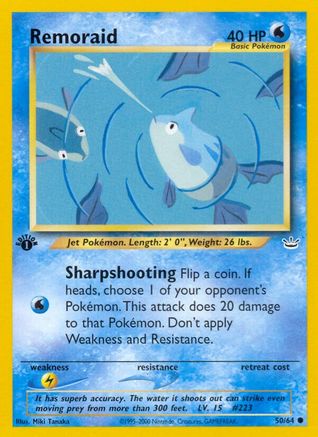 Remoraid 050  - 1st Edition Neo Revelation - Common Neo Revelation Pokemon Single  Squirtle Squad Card Shop.
