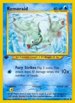 Remoraid 080  - 1st Edition Neo Destiny - Common Neo Destiny Pokemon Single  Squirtle Squad Card Shop.