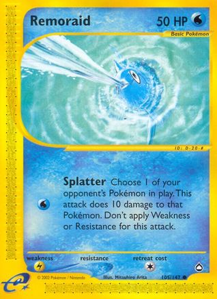 Remoraid  Aquapolis - Common Aquapolis Pokemon Single  Squirtle Squad Card Shop.